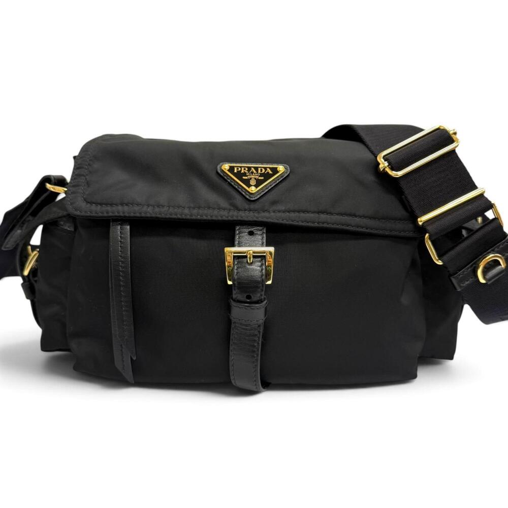 PRADA 1BD394 Explorer Medium Recycled Polyamide Leather Triangle Logo Re-Nylo...